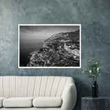 Amalfi Coast Aerial View  BW Premium Semi-Glossy Print