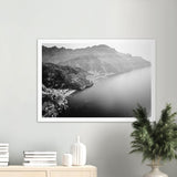 Amalfi Coast Aerial View B&W Semi-Glossy Print
