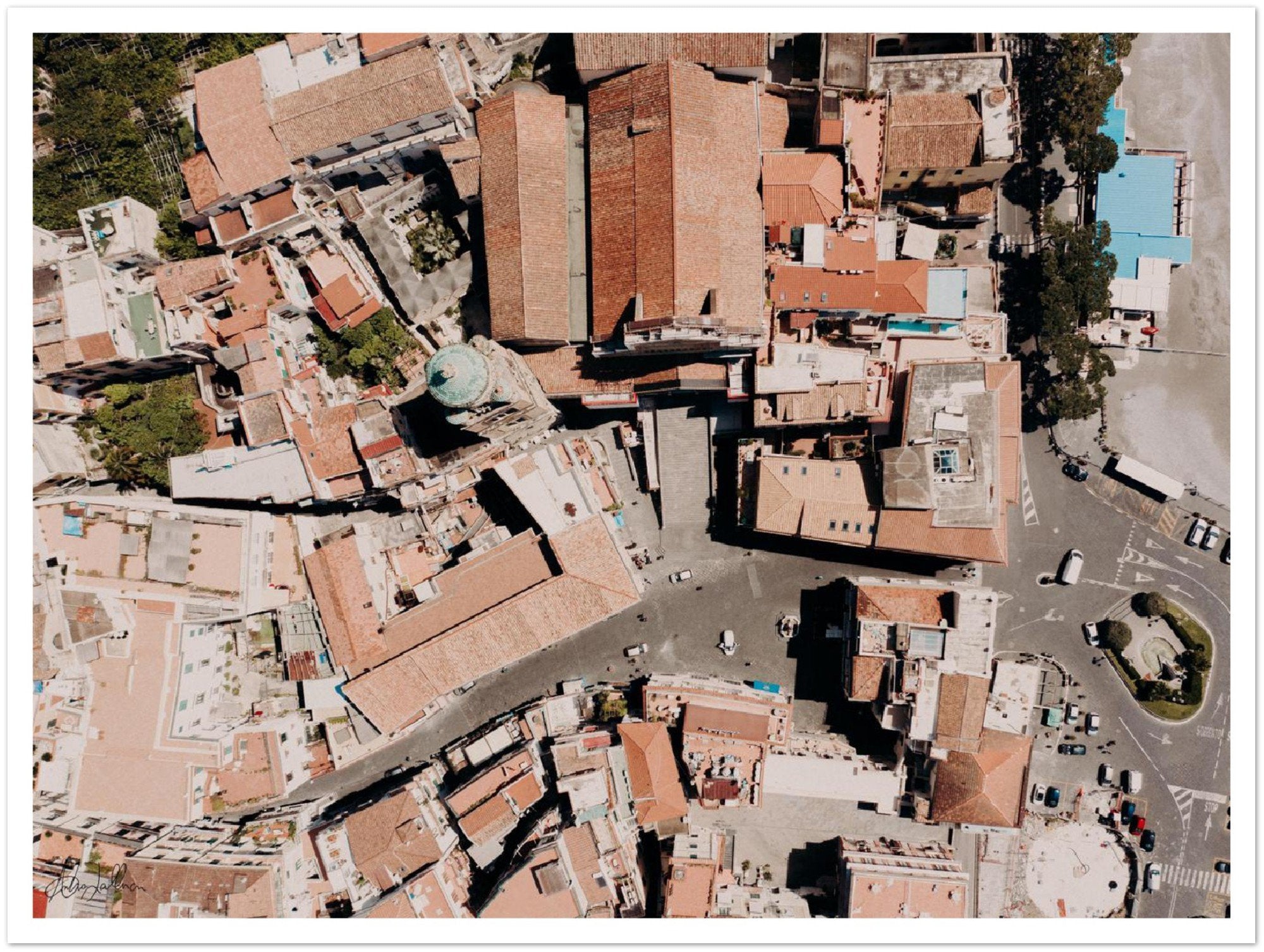 Amalfi Main Square Aerial View Premium Semi-Glossy Print