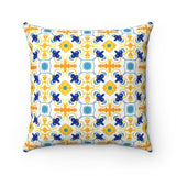 Amalfitana Yellow Tiles Spun Polyester Square Pillow 16x16”