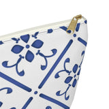 Blue Praiano Tiles Ceramic Travel Bag Accessory Pouch w T-bottom - AMALFITANA STORE