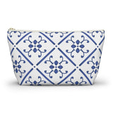 Blue Praiano Tiles Ceramic Travel Bag Accessory Pouch w T-bottom - AMALFITANA STORE