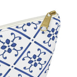 Blue Praiano Tiles Ceramic Travel Bag Accessory Pouch w T-bottom - AMALFITANA STORE