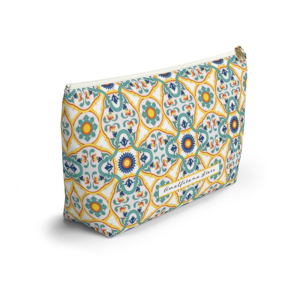 Capri Tiles Ceramic Travel Bag Accessory Pouch w T-bottom - AMALFITANA STORE