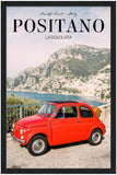 "La Dolce Vita" Fiat 500 in Positano Amalfi Coast Wooden Framed Poster Premium Semi-Glossy Paper - AMALFITANA STORE