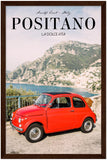 "La Dolce Vita" Fiat 500 in Positano Amalfi Coast Wooden Framed Poster Premium Semi-Glossy Paper - AMALFITANA STORE