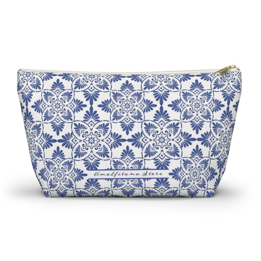 Praiano Blue Tiles Ceramic Accessory Pouch w T-bottom Travel Bag - AMALFITANA STORE