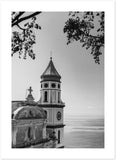 Praiano Church B&W Premium Semi-Glossy Paper Poster