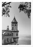 Praiano Church B&W Premium Semi-Glossy Paper Poster