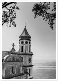 Praiano Church B&W Premium Semi-Glossy Paper Poster