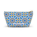 Ravello Tiles Blue Ceramic Travel Bag Accessory Pouch w T-bottom