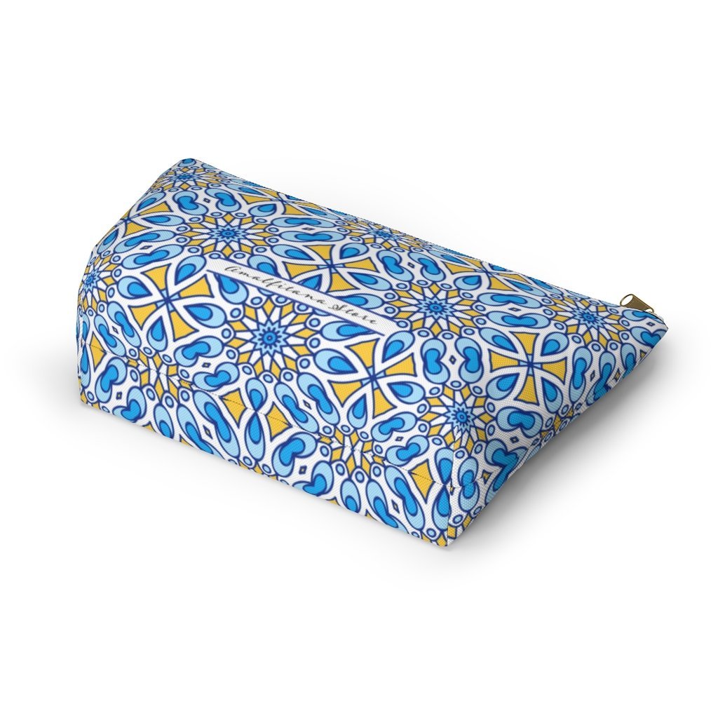 Ravello Tiles Blue Ceramic Travel Bag Accessory Pouch w T-bottom - AMALFITANA STORE