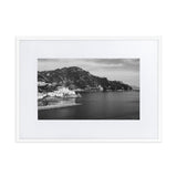 "Santa Caterina" Amalfi View BW Matte Paper Framed Poster With Mat - AMALFITANA STORE