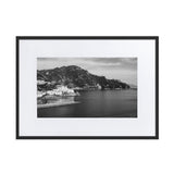 "Santa Caterina" Amalfi View BW Matte Paper Framed Poster With Mat - AMALFITANA STORE