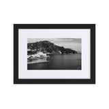 "Santa Caterina" Amalfi View BW Matte Paper Framed Poster With Mat - AMALFITANA STORE