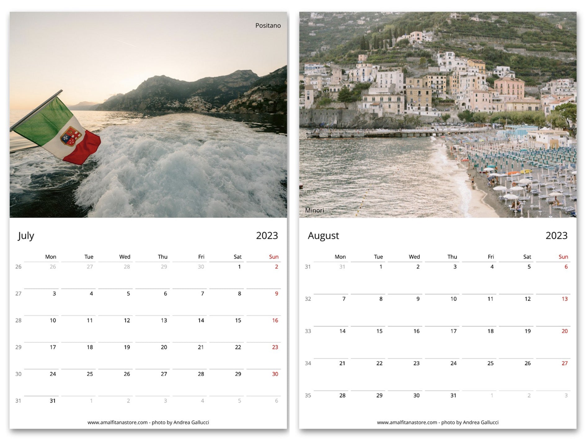 The Amalfi Coast Calendar 2023 - AMALFITANA STORE