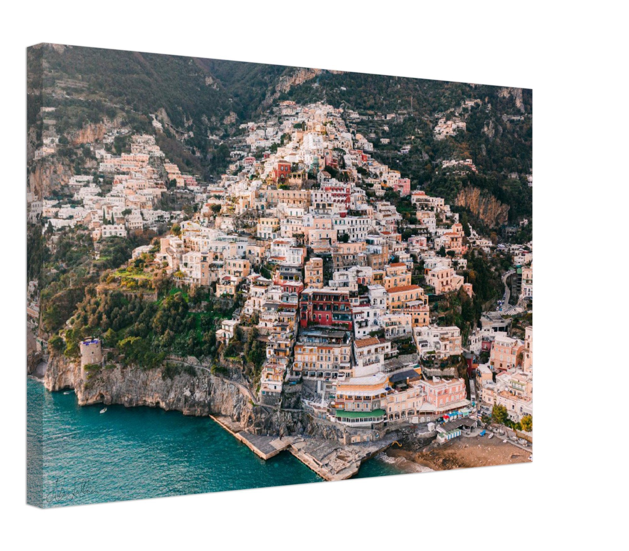 "The Cliff" Aerial View Positano Wall Art Canvas