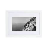 "The Cliff" Positano BW Matte Paper Framed Poster With Mat - AMALFITANA STORE