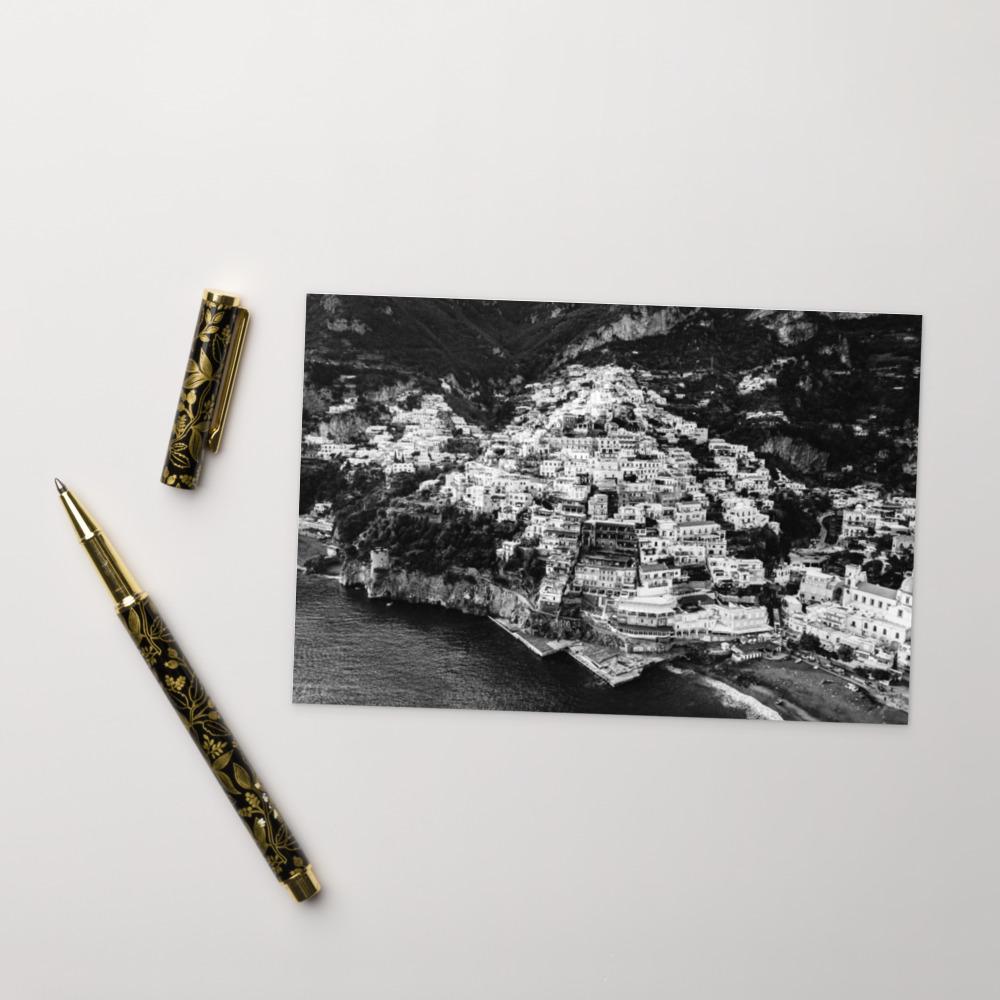 "The Cliff" Positano B&W Postcard