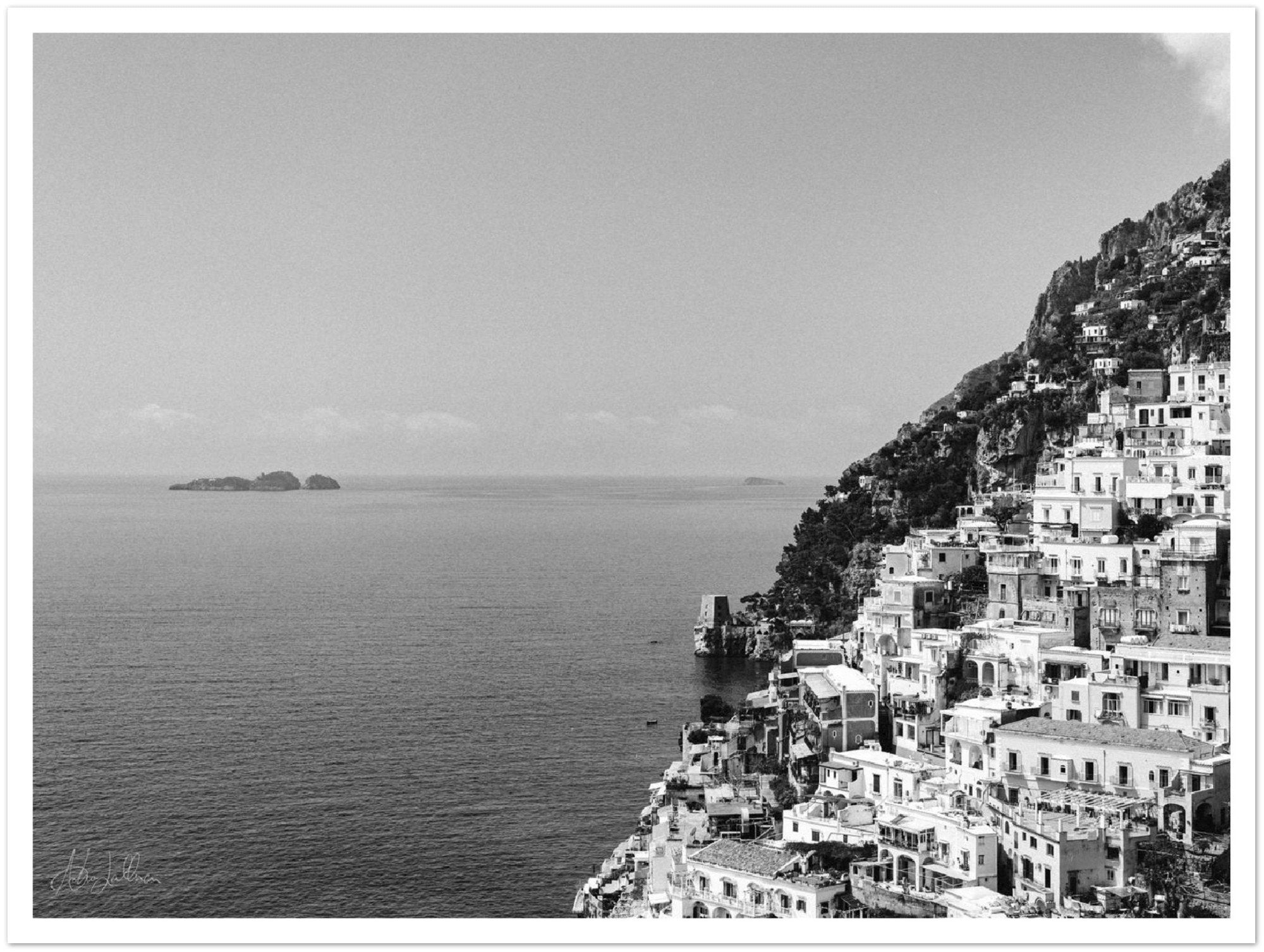 "The Cliff" Positano BW Premium Semi-Glossy Print