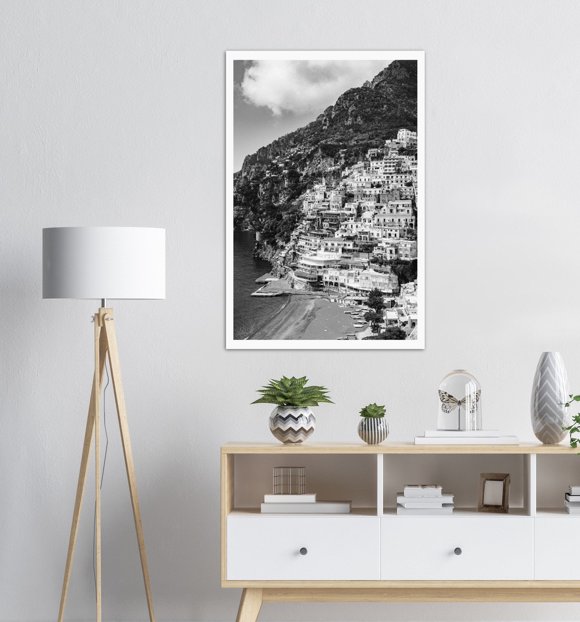 "The Cliff" Positano B&W Premium Semi-Glossy Print