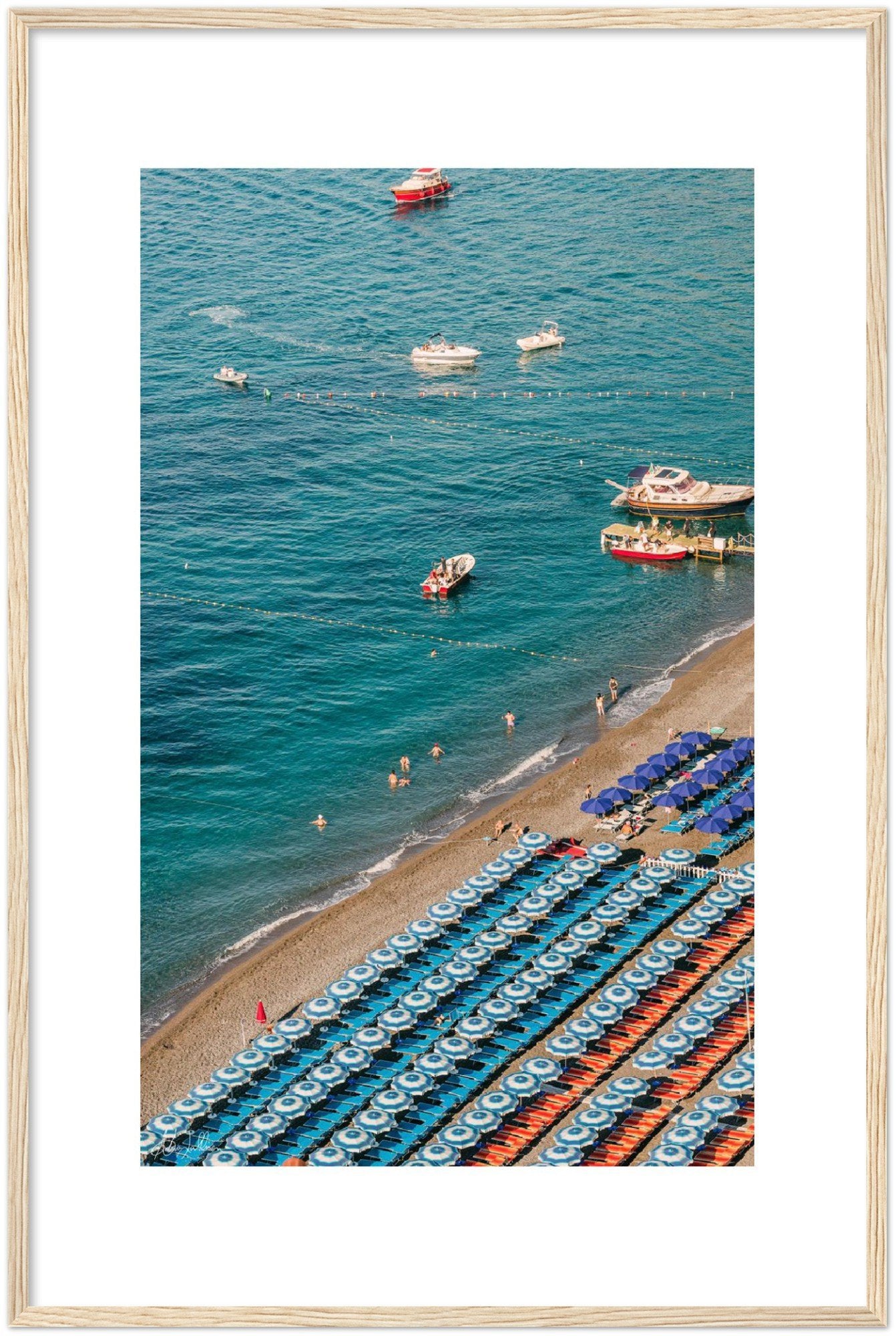 "Umbrellas" Positano - Wooden Framed Print